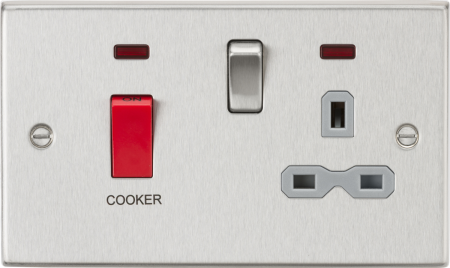 Knightsbridge 45A DP Cooker Switch & 13A Switched Socket with Neon | CS83BCG