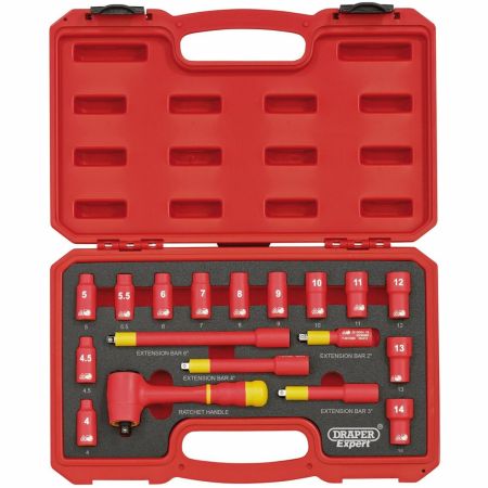 Draper VDE Approved Fully Insulated Metric Socket Set  (18 Piece) | 31037