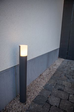 Lutec CYRA Tubular Outdoor 8.2W LED Bollard Light Grey | 7198101118