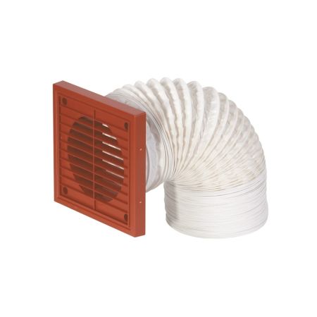 Airflow 100mm x 3m Flexible Duct Kit with Square Grille Terracotta | 72643601