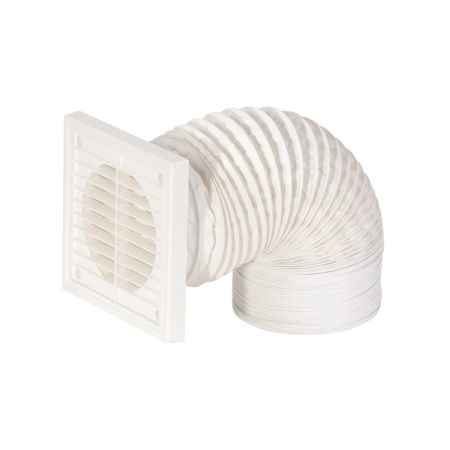 Airflow 100mm x 3m Flexible Duct Kit with Square Grille White | 72643602
