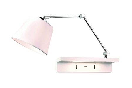 Firstlight 7657 Rex Switched Wall Light with Shelf and USB Port