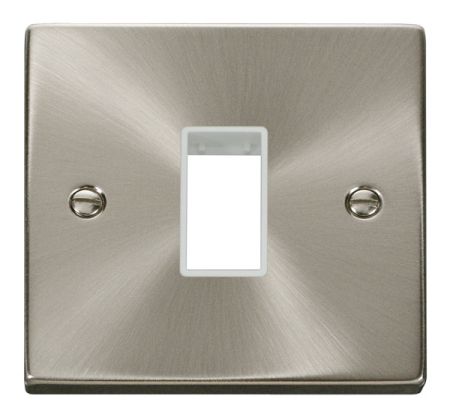 Click Deco Single Aperture Satin Chrome Unfurnished Plate White Insert VPSC401WH