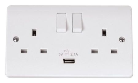 Click MODE 13A Double Pole Switched Socket With USB
