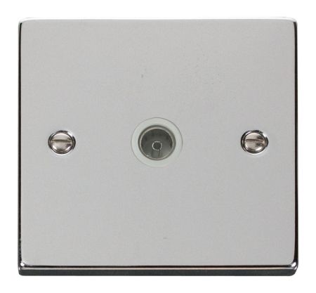 Click Deco Polished Chrome Single Coaxial TV Socket White Insert VPCH065WH