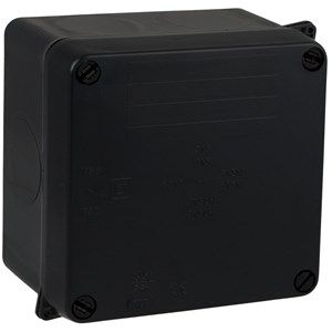 Wiska IP65 Weatherproof Sealed 110 x 110 x 60mm Adaptable Box Black | 815N
