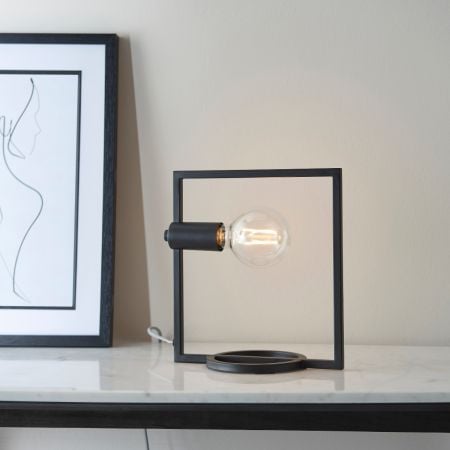 Endon Lighting Matt Black Shape Rectangle Table Lamp | 92224
