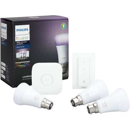 Philips Hue White and Colour Ambiance Wireless Lighting LED Starter Kit | 929001257461