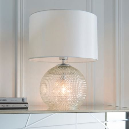 Endon Lighting Knighton 2 Light Clear Textured Glass Table Lamp | 98085