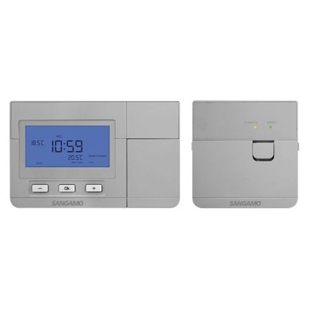 Sangamo Choice+ Wireless 24/7 Day Programmable Room Thermostat Silver | CHPRSTATDPRFS