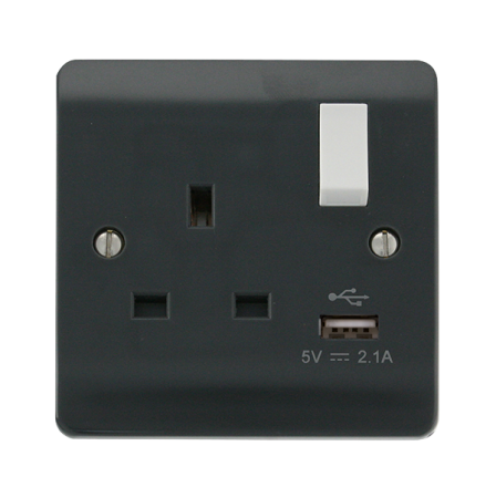Click Mode Part M 13A 1 Gang Switched Socket With 2.1A USB Outlet | CMA771AGU