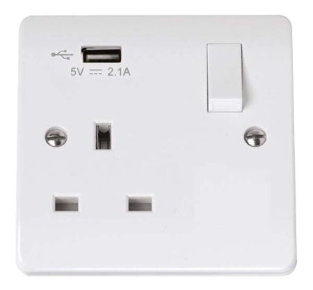 Click MODE 1 Gang Switched Socket Outlet USB Charging Point CMA771U