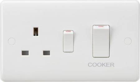 Knightsbridge Curved Edge 45A DP Switch and 13A Switched Socket (White Rocker) CU8333W