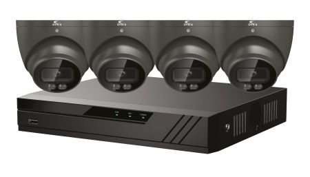 Qvis Eagle Colourview Plus Turret Grey Camera CCTV System | CVPLUS-8-4DOME-1TB-G