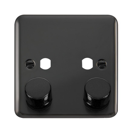 Click Deco Plus Double Dimmer Plate & Knobs Black Nickel | DPBN152PL