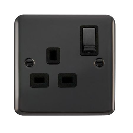 Click Deco Plus Black Nickel 13A Single Socket Black Insert DPBN535BK