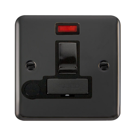 Click Deco Plus Black Nickel Switched Fused Spur with Neon & Flex Outlet | DPBN552BK