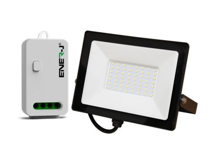 ENER-J 50W LED Floodlight Pre Wired with ECO Series 500W Non-Dimmable RF WiFi receiver | EWS1069
