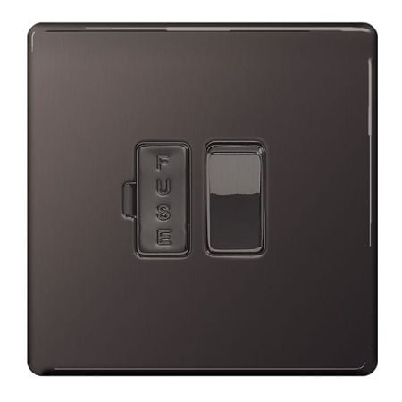 BG Nexus Flatplate Screwless Black Nickel Switched 13A Fused Connection Unit | FBN50