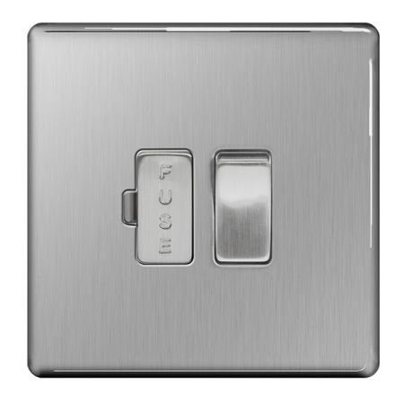 BG Nexus Flatplate Screwless Brushed Steel Switched 13A Fused Connection Unit | FBS50