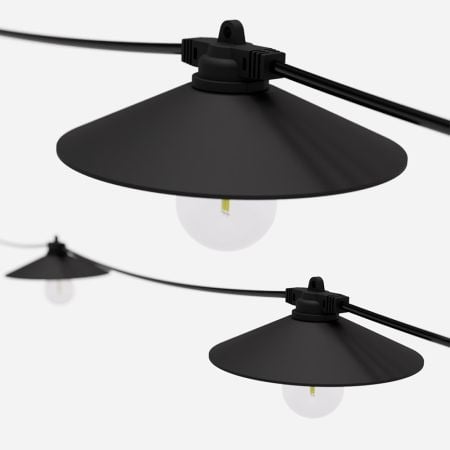 Luxlite Core Series Connectable Shaded IP44 Festoon String Lights Black | LUX-FESTBSHADE