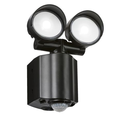 Knightsbridge 2 x 8w LED Twin Spot PIR Security Light IP44 Black FL16BK