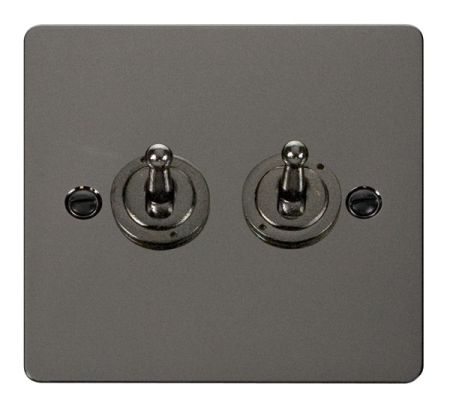 Click Define Black Nickel 2 Gang 2 Way Toggle Switch | FPBN422
