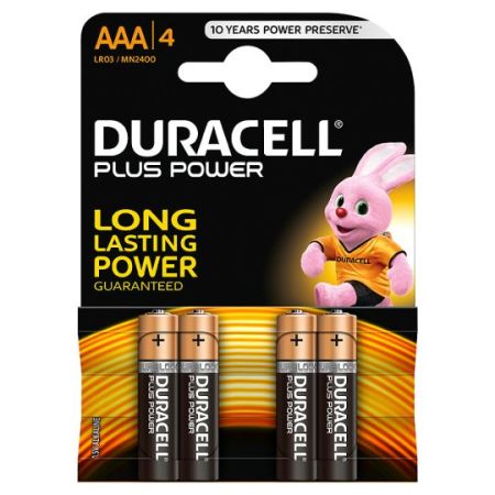DURACELL Plus Power AAA 4 Pack Battery Pack