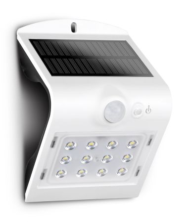 Luceco Guardian 1.5W LED IP65 Solar PIR 220LM Wall Light White | LEXS22W40