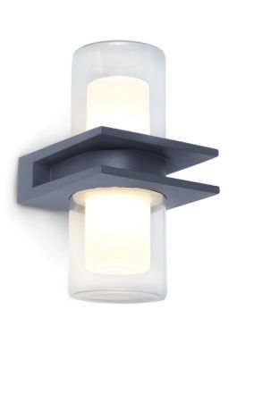 Lutec Tango 17w LED Up & Down Wall Light Anthracite Grey and Glass | 5192901118