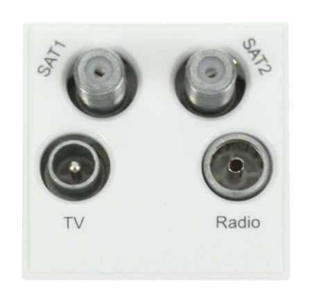 Click New Media Quad TV, Radio, Sat 1 & Sat 2 Module - White MM440WH
