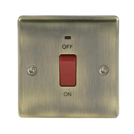 BG Nexus Metal Brushed Stainless Steel 45A Single Cooker Switch with Power Indicator | NBS74