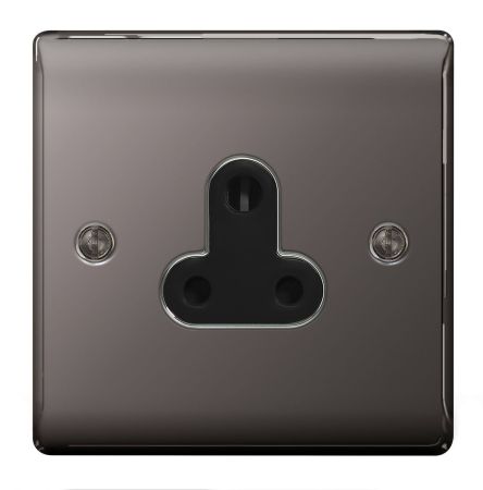 BG Nexus Metal Black Nickel 5A Unswitched Round Pin Plug Socket | NBN29B