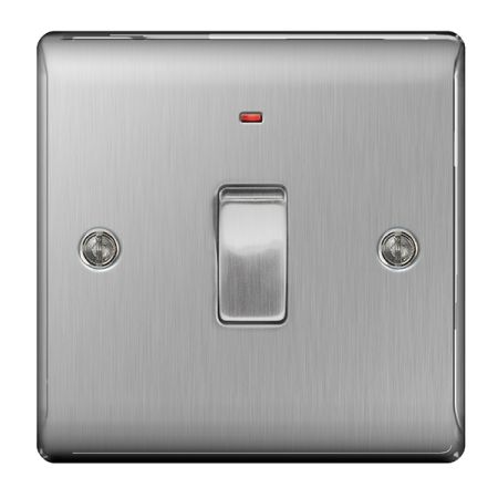 BG Nexus Metal Brushed Stainless Steel 20A Double Pole Switch | NBS31