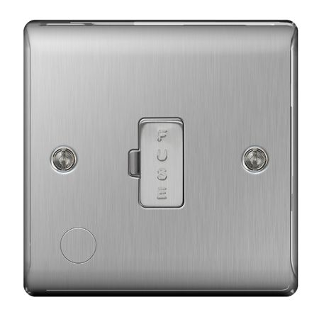 BG Nexus Metal Brushed Stainless UnSwitched 13A Fused Connection Unit & Flex Outlet | NBS55