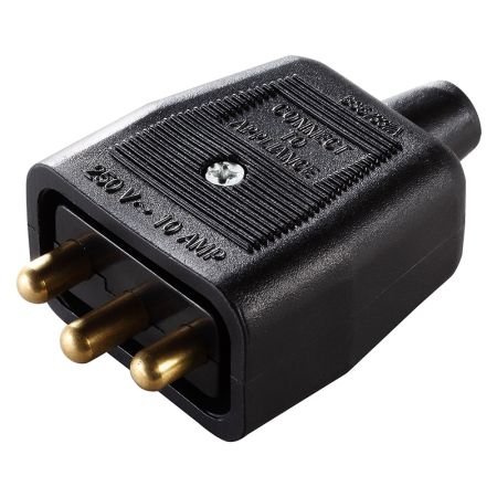 Masterplug Permaplug Heavy Duty Inline 3 Pin Connector Black | NC103B