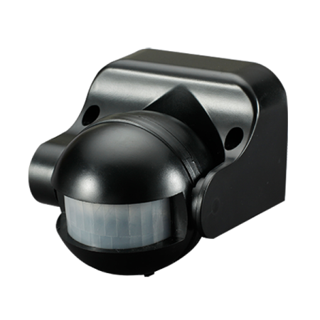 The Ovia Lighting Wall Mounted Tiltable 180 Degree PIR Sensor in Black is suitable for indoor and outdoor applications and is ideal for targeted coverage of small areas.