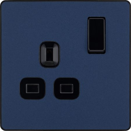 BG Evolve Matt Blue Single Switched Socket Outlet | PCDDB21B