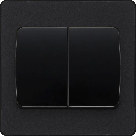 BG Evolve Matt Black 2G 2-Way Wide Rocker Light Switch | PCDMB42WB
