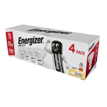 Energizer 4.2W 3000K LED GU10 Warm White 345lm Box of 4 | S14425