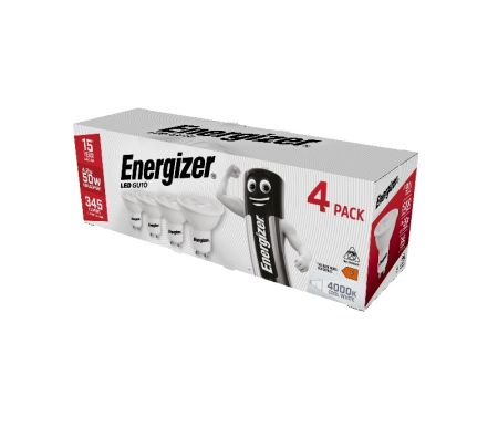 Energizer 4.2W 4000K LED GU10 Cool White 345lm Box of 4 | S15161