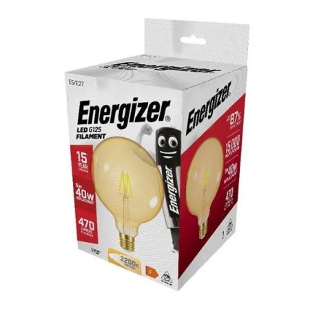 Energizer 5w LED Filament Gold G125 E27/ES 2200K Extra Warm White | S9435