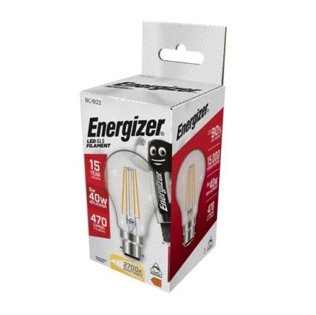 Energizer 4w LED Filament GLS Dimmable Lamp B22/BC 2700K Warm White | S12849