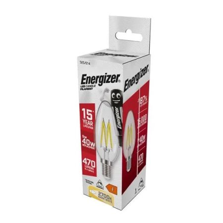 Energizer 4w LED Filament Dimmable Candle Lamp E14/SES 2700K Warm White | S12856