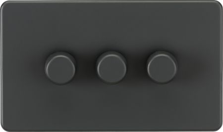Knightsbridge Screwless 3G 2-way 5-150W LED Trailing Edge Dimmer Anthracite | SF2183AT