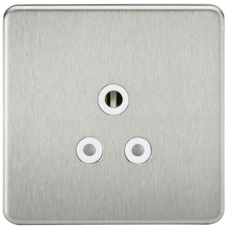 Knightsbridge Screwless Brushed Chrome 5A Unswitched Round Socket White Insert SF5ABCW