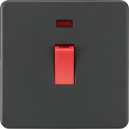 Knightsbridge Screwless 45A 1G DP Switch with Neon Anthracite | SF8331NAT