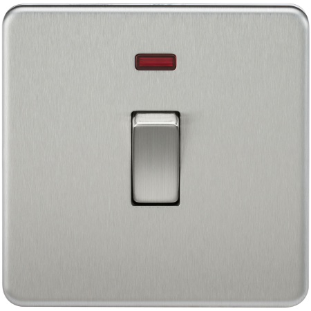 Knightsbridge Screwless 20A 1G Double Pole Light Switch with Neon Brushed Chrome SF8341NBC