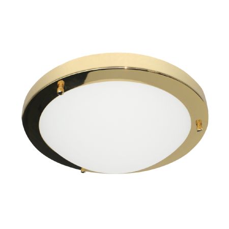 Spa Delphi 12w Small LED Bathroom Ceiling Flush Light Brass | SPA-34046-BRS