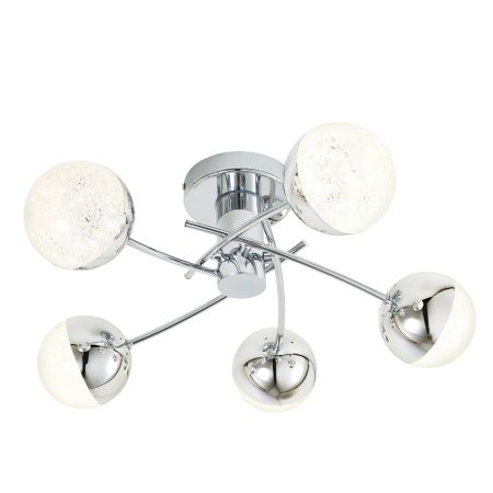 Forum Rhodes LED 5 Light Bathroom Crackle Effect Ceiling Light | SPA-36303-CHR